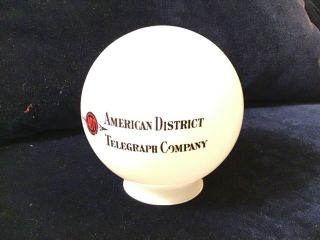Vintage American District Telegraph Company Glass Globe Adt Old Stock