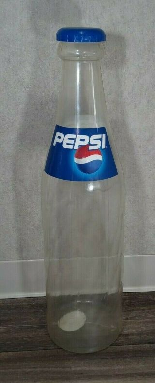 Giant 24 " Plastic Pepsi Cola Swirl Bottle Coin Piggy Bank Blue Label