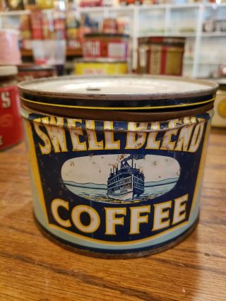 Swell Blend Coffee Keywind Tin Can 1 Lb One Pound Riverboat Nautical Boat Wilcox