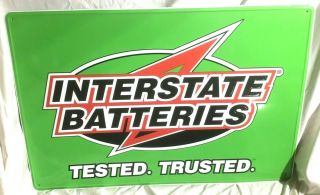 Interstate Batteries Metal Advertising Sign ",  Trusted " Large.  Great Cond