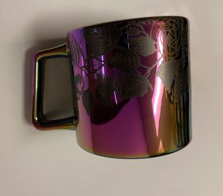 Starbucks Fall 2020 Iridescent Mug Black Roses Ceramic Halloween Cup 14 oz 2