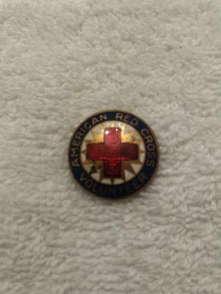 Wwii Sterling American Red Cross Volunteer Badge Lapel Pin - -