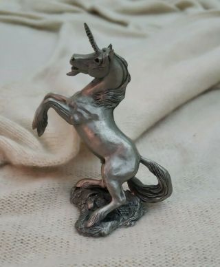 Hudson Fine Pewter Rearing Unicorn Horse Figurine Statue 1980 2110 3 "