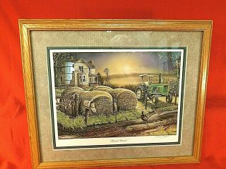 John Deere 4020 Tractor Print - Rural Route By Terry Hoyt - Dbl Matted - Framed