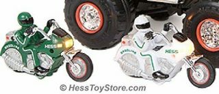 Hess C - 46 2007 Monster Truck With 2 Motorcycles,  Green And White