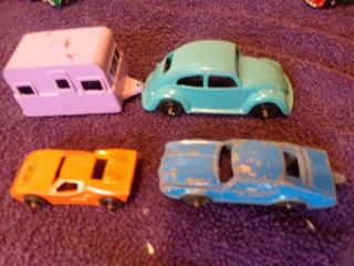 1960s Midgetoy Aqua Volkswagen Beetle And Purple Camper Plus 2 Other
