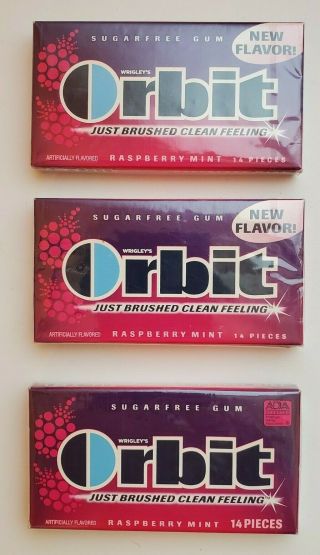 Orbit Raspberry Gum 3 Collector Packs Discontinued Rare ‡