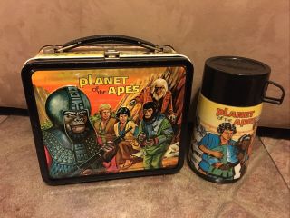 Vintage 1974 Planet Of The Apes Metal Lunchbox With Thermos Gc