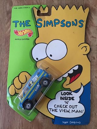 Vintage 1990 Hot Wheels The Simpsons Family Camper On Good Card From Storage