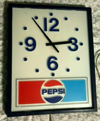 Vintage 1970s " Pepsi " Wall Clock Pepsi - Cola Soda Sign As - Is Needs Minor Repair