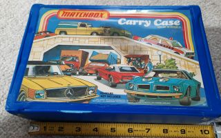 Vtg 1978 Lesney Matchbox Carry Case Holds 24 Models Blue Plastic 70s Art Toy Car