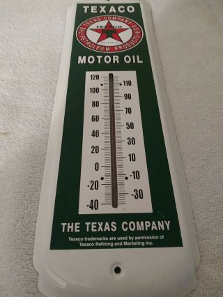 Metal Thermometer Advertising Texaco Motor Oil The Texas Company 17 " Long