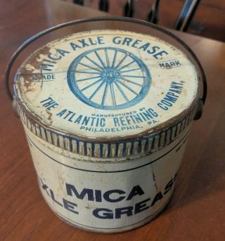 Antique Mica Axle Grease Advertising Tin American Pail Atlantic Refining