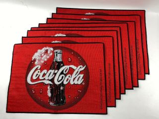Coca - Cola Placemats Vintage Red Finely Woven Place Mats Set Of Eight 12.  5 " X 18 "