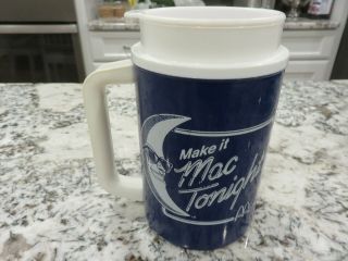 VTG 1980 ' s McDonalds Make it Mac Tonight Moon Man Coca Cola Thermo Mug w/Lid 3