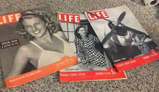 Vintage Life Magazines November 1 1943,  December 20 1943,  September 25 1944