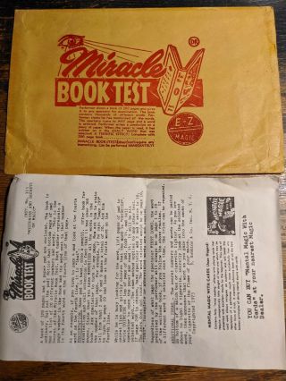 Vintage E - Z Magic Trick Miracle Book Test Envelope & Instructions Only 1973