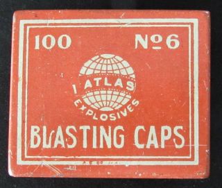 Early Atlas Powder Company Blasting Cap Tin No.  6,  100 Ct.