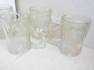 Set Of 4 Coca - Cola 3 - D Polar Bear Heavy Glass Mugs 1997