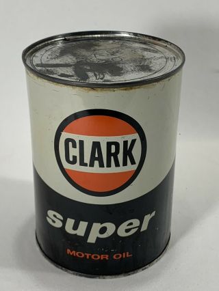 Vintage Clark Engine Motor Oil 1 Qt Metal Can Sae 20 - Clark Oil Refining