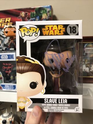 Rare Vaulted Star Wars Princess Leia Carrie Fisher Signed Funko Pop Figure