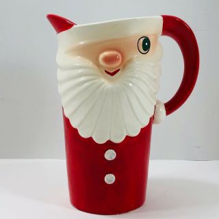 Vintage 1959 Holt Howard Winking Santa Pitcher 7.  5in Ceramic Christmas Japan
