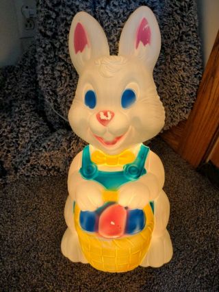 Vintage Easter Bunny Rabbit Blow Mold Basket 19” General Foam