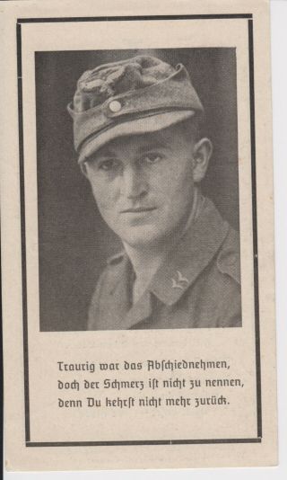Ww2 German Death Remembrance Card For Luftwaffe Gefreiter Alois Schmalzl.  Jag Bt