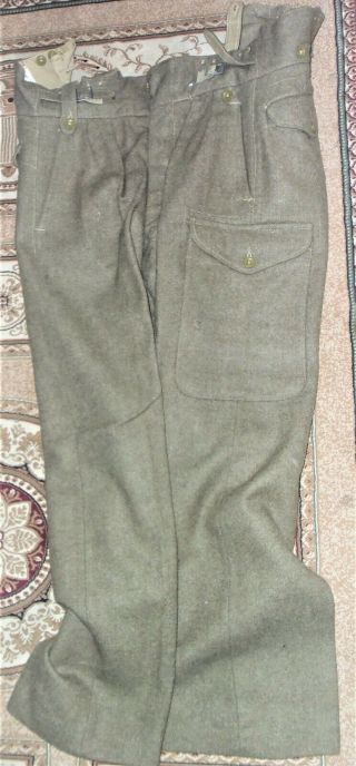2 Prs Of Military Wool Trousers Wwii Us And British Need Re - Stiching Sz 36