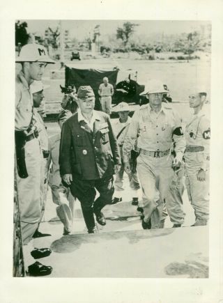 Wwii 1945 Japanese Surrender,  Officer Escorted By Mp 