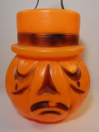 Rare Vintage 1960 ' s Halloween Blow Mold SAD FACE Jack O Lantern Candy Bucket 2