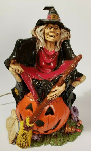 Halloween Witch Cat Grimoire Pumpkin Light Vintage Ceramic Byron Mold
