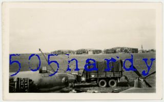 Wwii Us Gi Photo - Gmc Cckw W/ Recovery Boom By B - 26 Chartres - Champhol ? France