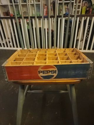 (vintage) Pepsi Cola Wooden Crate With 24 Wooden Dividers