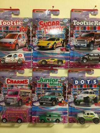 Matchbox 2020 Diecast Toy Vehicles Set Of 6 Tootsie Roll Dots Tootsie Roll Pop