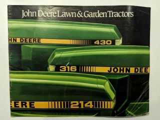 John Deere Vintage Color Brochure Lawn & Garden Tractors 214 316 430 Via 70s 80s