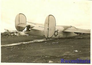 Org.  Photo: Crash Landed B - 24 Bomber Sitting In Field