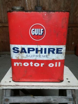 Vintage Gulf Saphire Supreme 2 Gallon Oil Can