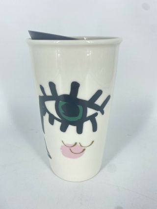 Starbucks Rare Mermaid Wink Ceramic Lid Travel Tumbler Coffee Mug Cup 2014 12 Oz