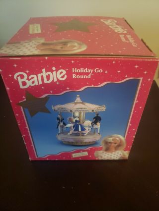 Vintage 1998 Mr.  Christmas Barbie Holiday Go Round Lighted Musical Carousel 3