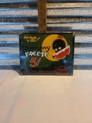 Picaninny Freeze Tin Sign 11 " W 9 1/4 " H Handlers Ice Cream Advertisement
