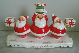 Vintage Christmas Holt Howard Santa With Packages Candle Holder Hh Sticker