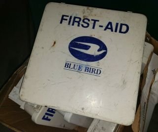 Blue Bird Vintage Metal First Aid Kit Complete With Medial Supplies