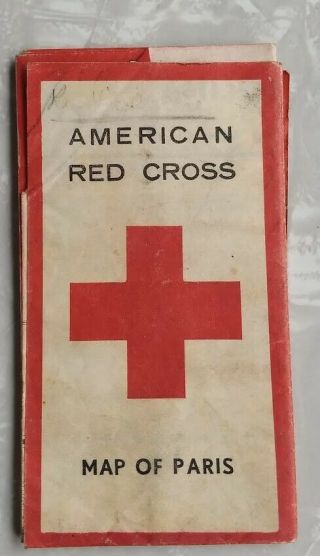 1945 Ww2 American Red Cross Map Of Paris