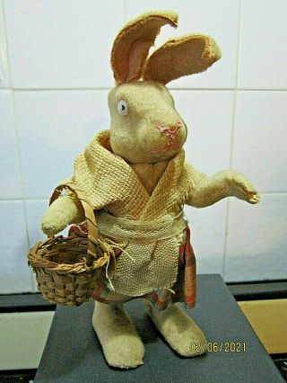 Vintage 2 - Piece Paper Mache Easter Bunny Rabbit Candy Container Germany