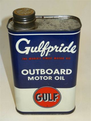 Vintage Gulf Gulfpride Outboard Motor Oil Quart Can