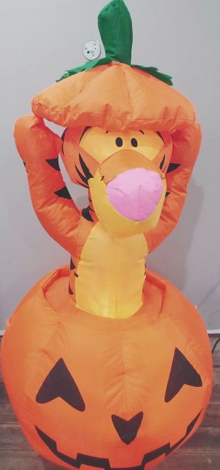 4 Ft Halloween Tigger Pumpkin Gemmy Inflatable Lighted