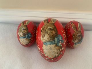 Vintage German Paper Mache Easter Egg Candy Container - Set Of 3