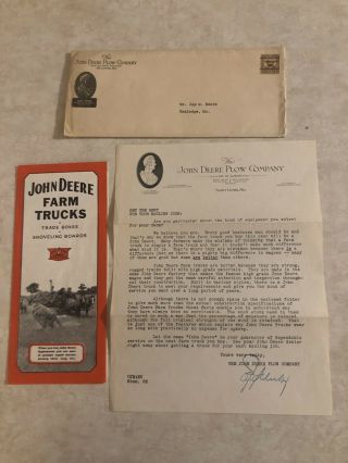 John Deere Farm Truck Brochure A274 - 36 - 2 With Orig.  Envelope & Letter From Jd