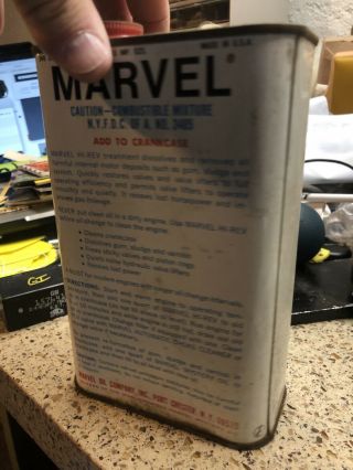 Vintage Marvel Hi - Rev Instant Action Motor Oil Tune Up Can 1 Quart Tin Full 2